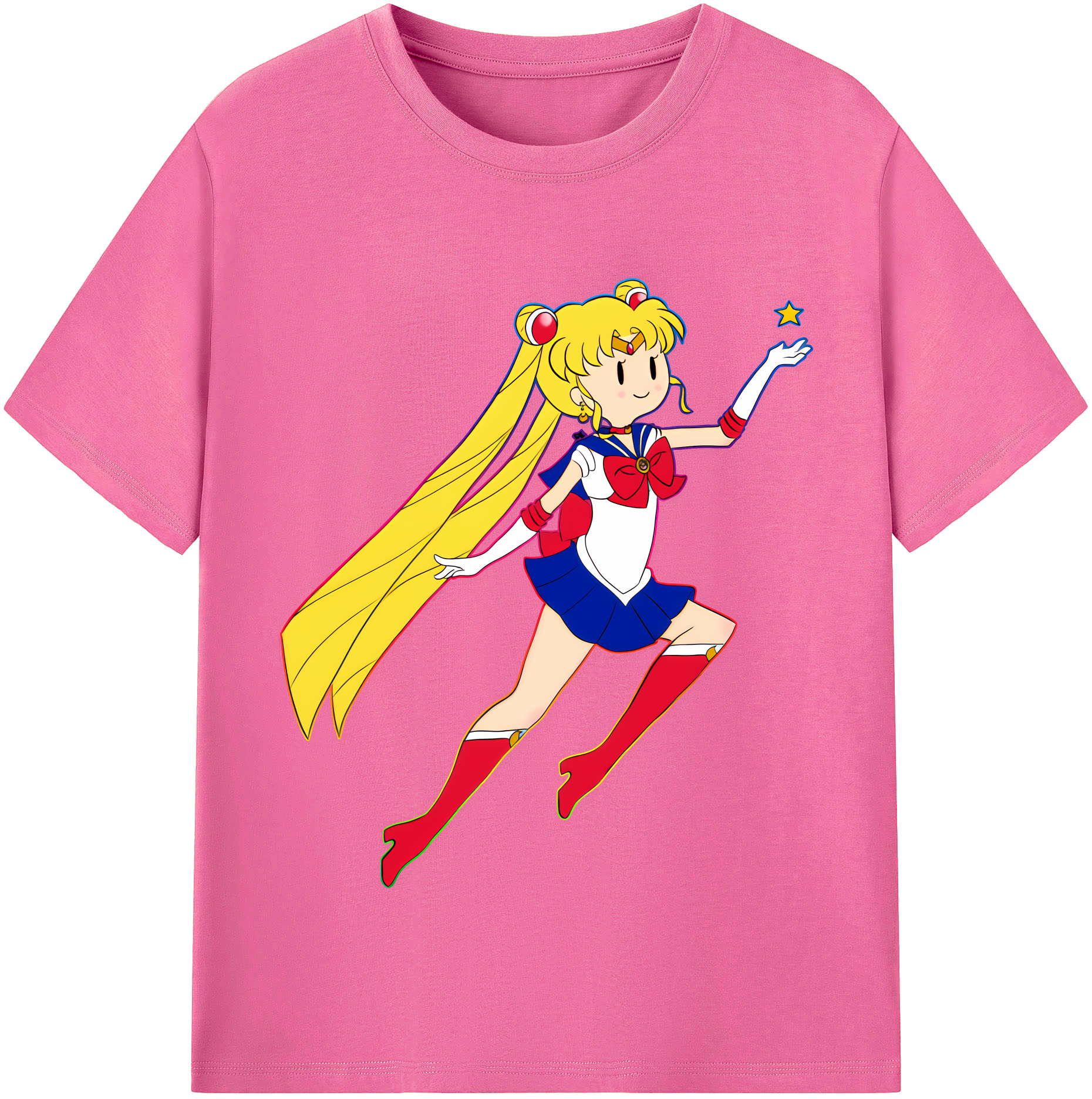 （画像用） 美少女戦士セーラームーン 月野 うさぎ つきの うさぎ Sailor Moon Tsukino Usagi レディースカジュアルプリントTシャツ（綿100％）